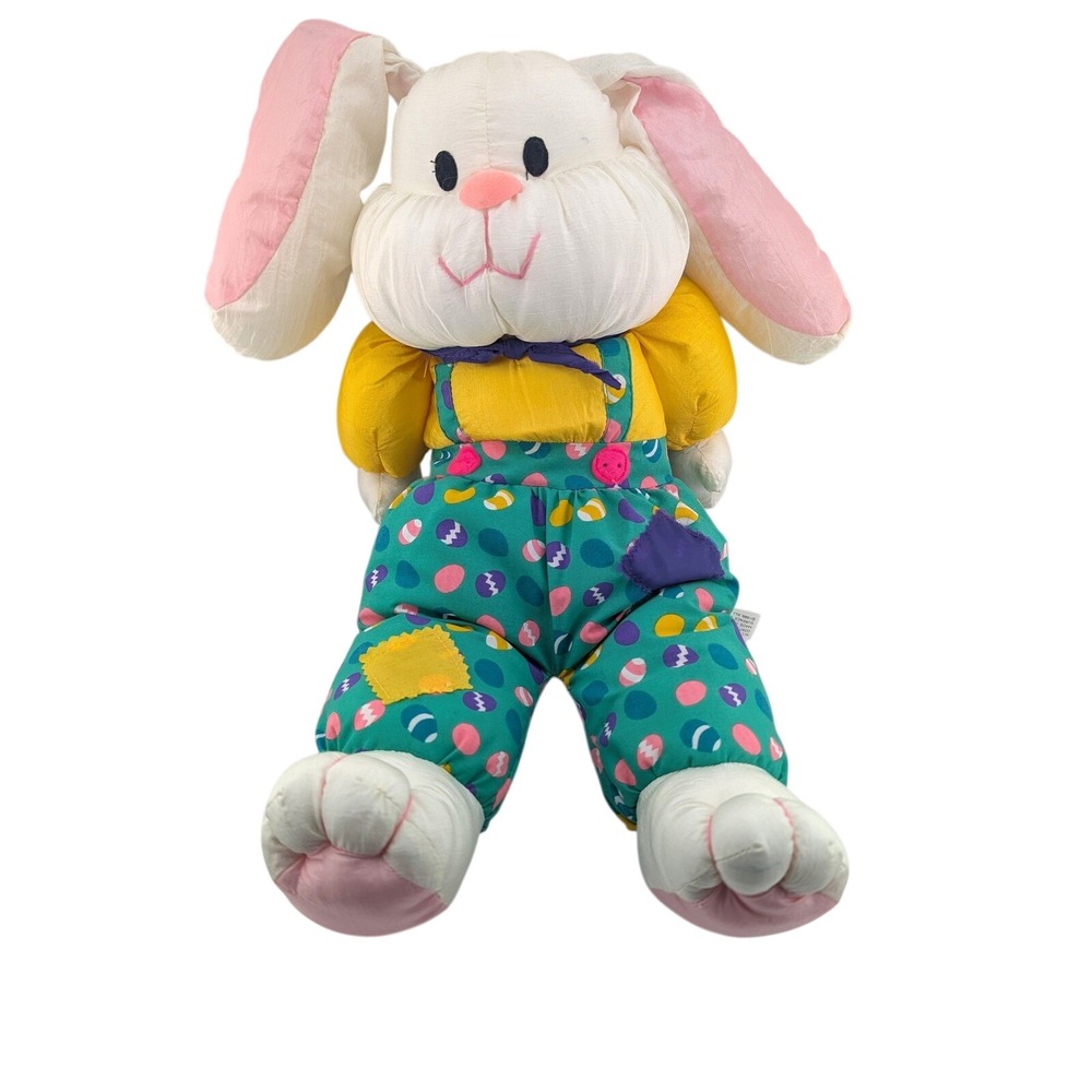 International Silver Co Plush Easter Bunny Teal Yellow 1995 Vintage Holiday‎